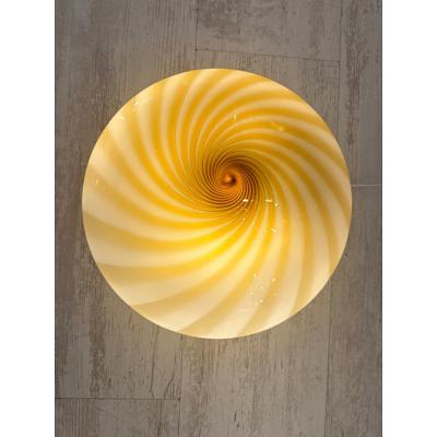  SimoEng Italian Milky White and Green Swirls Murano Glass Flush Mount or Wall Sconce