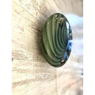  SimoEng Italian Milky White and Green Swirls Murano Glass Flush Mount or Wall Sconce
