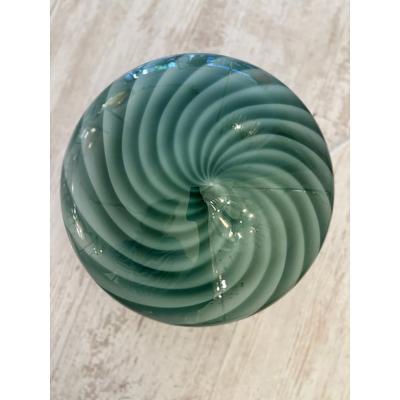  SimoEng Italian Milky White and Green Swirls Murano Glass Flush Mount or Wall Sconce