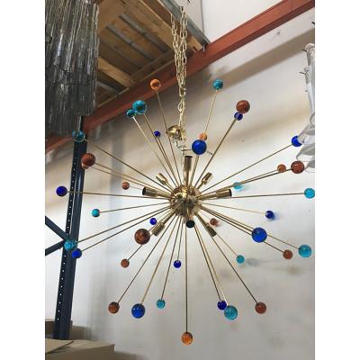  SimoEng Italian Multicolored Star Murano Glass Sputnik Chandelier