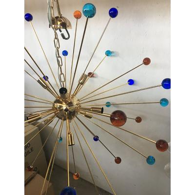  SimoEng Italian Multicolored Star Murano Glass Sputnik Chandelier