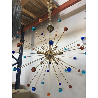  SimoEng Italian Multicolored Star Murano Glass Sputnik Chandelier