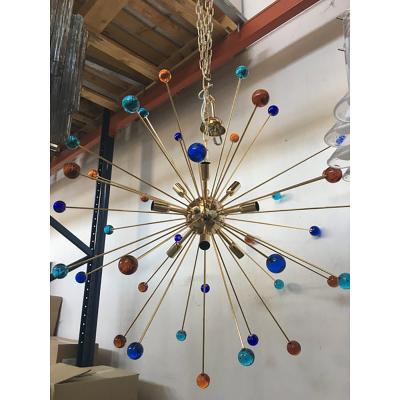  SimoEng Italian Multicolored Star Murano Glass Sputnik Chandelier