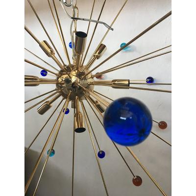  SimoEng Italian Multicolored Star Murano Glass Sputnik Chandelier