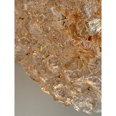  SimoEng Italian Murano Style Glass Chandelier Sputnik in Gold and Clear and Gold Flowers