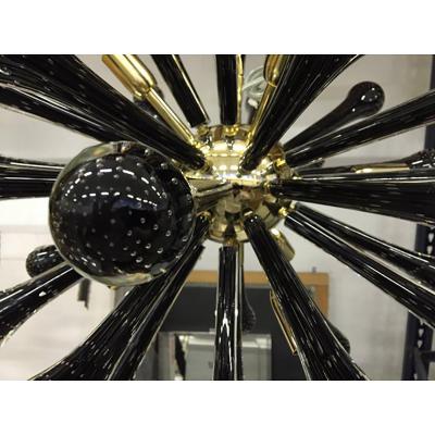  SimoEng Italian Murano Style Glass Sputnik Gold With Black Drops Chandelier