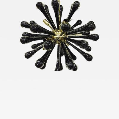  SimoEng Italian Murano Style Glass Sputnik Gold With Black Drops Chandelier