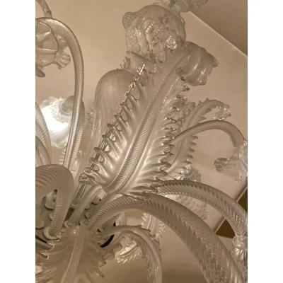  SimoEng Italian Style Murano Glass in Transparent and Sand Chandelier by Simoeng