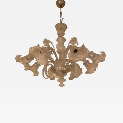  SimoEng Italian Style Murano Glass in Transparent and Sand Chandelier by Simoeng