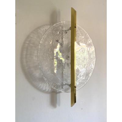  SimoEng Italian Venied White Alabastro Disc Murano Glass Gold24k Wall Sconce by SimoEng