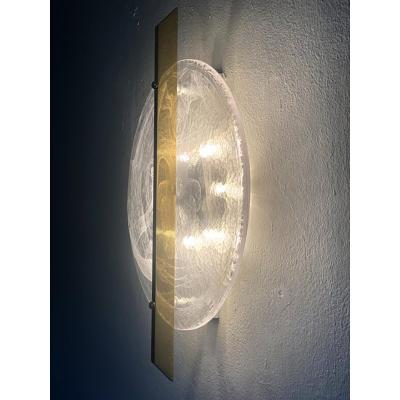  SimoEng Italian Venied White Alabastro Disc Murano Glass Gold24k Wall Sconce by SimoEng