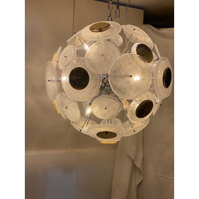  SimoEng Italian Venied White Alabastro Murano Glass Sputnik Chandelier