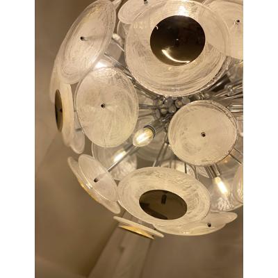  SimoEng Italian Venied White Alabastro Murano Glass Sputnik Chandelier