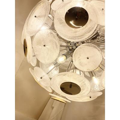  SimoEng Italian Venied White Alabastro Murano Glass Sputnik Chandelier