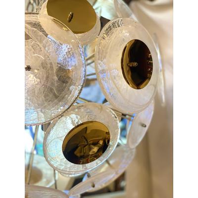  SimoEng Italian Venied White Alabastro Murano Glass Sputnik Chandelier