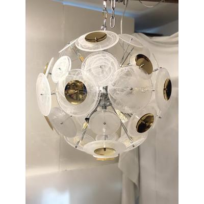  SimoEng Italian Venied White Alabastro Murano Glass Sputnik Chandelier