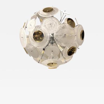  SimoEng Italian Venied White Alabastro Murano Glass Sputnik Chandelier