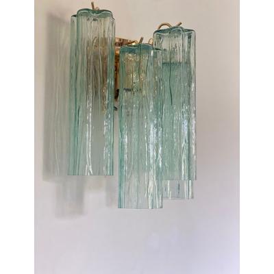  SimoEng Italian Wall Light Green Tronchi Murano Glass Wall Sconce