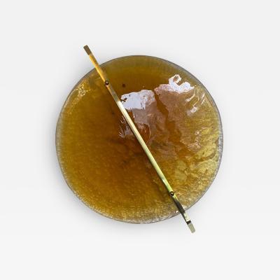  SimoEng Italian Wall Light in Amber Murano Glass Disc and Brass Metal Frame