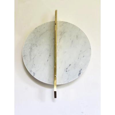  SimoEng Italian Wall Light in White Carrara Marble Disc and Brass Metal Frame by Simoeng
