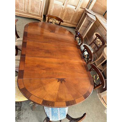 SimoEng Italian Warm Extendable Oval Table in Walnut and Maple