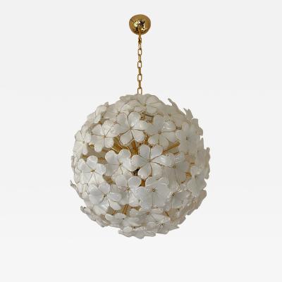  SimoEng Italian White Flowers Murano Style Glass Sputnik Chandelier