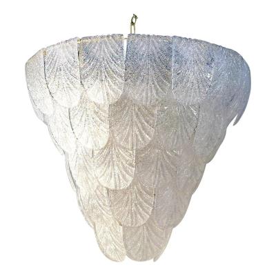  SimoEng Italian White Graniglia Petals Murano Glass Chandelier by Simoeng for Simoeng