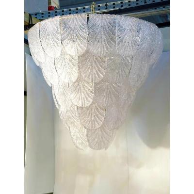  SimoEng Italian White Graniglia Petals Murano Glass Chandelier by Simoeng for Simoeng