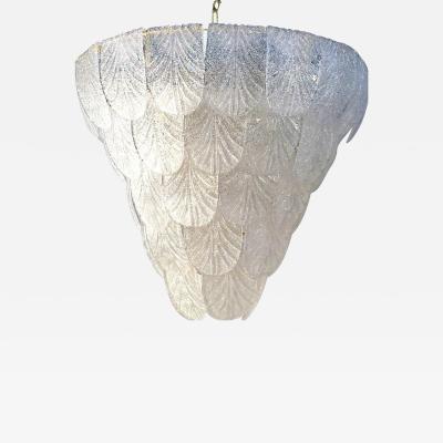  SimoEng Italian White Graniglia Petals Murano Glass Chandelier by Simoeng for Simoeng