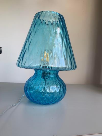  SimoEng Lamp in Light Blue Murano Glass With Ballotton 