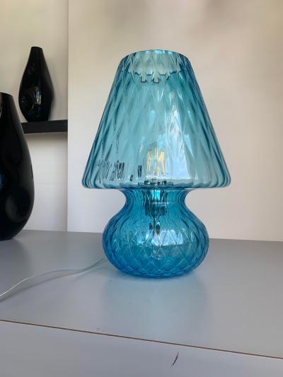  SimoEng Lamp in Light Blue Murano Glass With Ballotton 