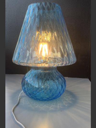  SimoEng Lamp in Light Blue Murano Glass With Ballotton 