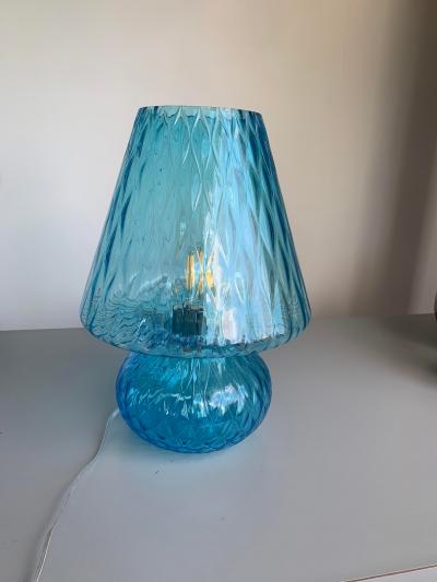 SimoEng Lamp in Light Blue Murano Glass With Ballotton 