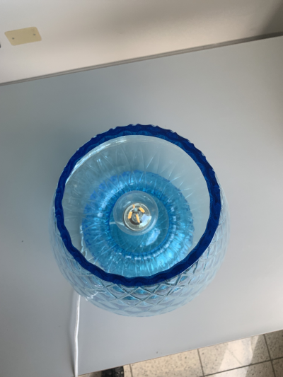  SimoEng Lamp in Light Blue Murano Glass With Ballotton 