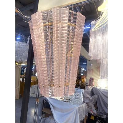  SimoEng Lantern in Pink Transparent and Sanded Murano Glass in Barovier E Toso Style