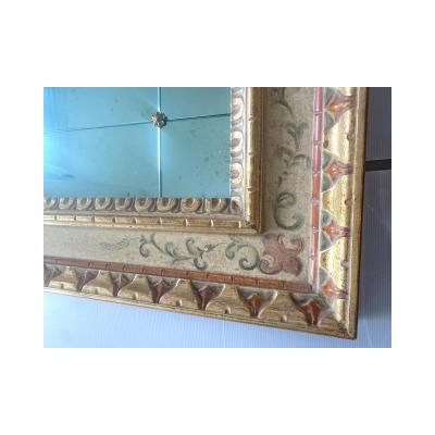  SimoEng Late 20th Century Venetian Mirror in Solid Linden Wood Hand Decorated