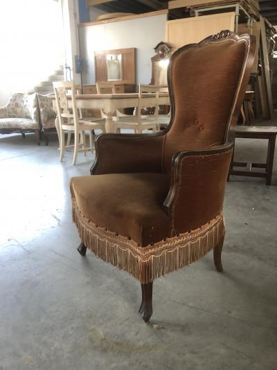  SimoEng Late 20th Century Walnut With Velvet Dralon Armchair
