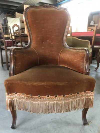  SimoEng Late 20th Century Walnut With Velvet Dralon Armchair