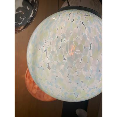  SimoEng Light Green Light Blue and White Swirling Sphere Pendant in Murano Style Glass