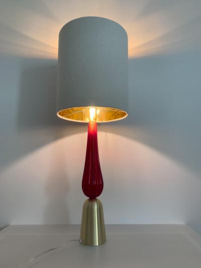  SimoEng Lot of 2 Gold leaf and Red Murano Glass Table Lamp Very rare