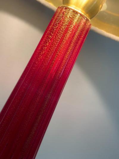  SimoEng Lot of 2 Gold leaf and Red Murano Glass Table Lamp Very rare