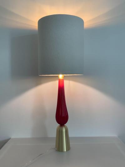  SimoEng Lot of 2 Gold leaf and Red Murano Glass Table Lamp Very rare