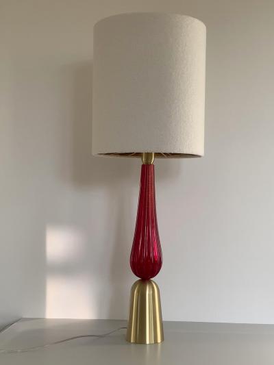  SimoEng Lot of 2 Gold leaf and Red Murano Glass Table Lamp Very rare
