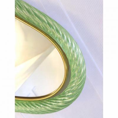  SimoEng Luxury Italian Green Wather and Gold Leaf Torchon Mirror Murano Glass