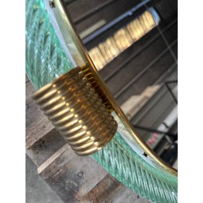  SimoEng Luxury Italian Mirror in Green Wather Torchon Torciglione Murano Glass