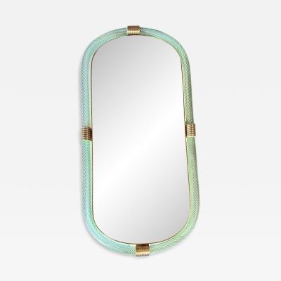  SimoEng Luxury Italian Mirror in Green Wather Torchon Torciglione Murano Glass