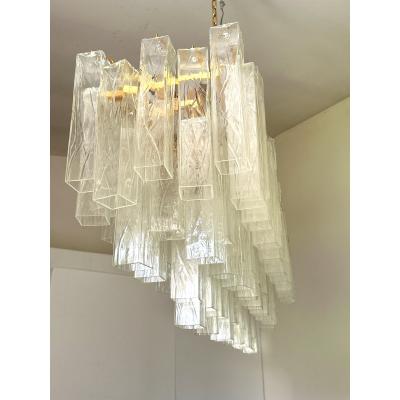  SimoEng Luxury Italian Rectangular Square Murano Glass Gold Chandelier by Simoeng