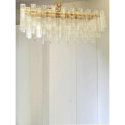  SimoEng Luxury Italian Rectangular Square Murano Glass Gold Chandelier by Simoeng