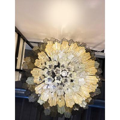  SimoEng MCM Italian Amber and Fum Tronchi Murano Glass Chandelier by Simoeng