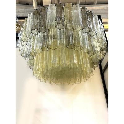  SimoEng MCM Italian Amber and Fum Tronchi Murano Glass Chandelier by Simoeng